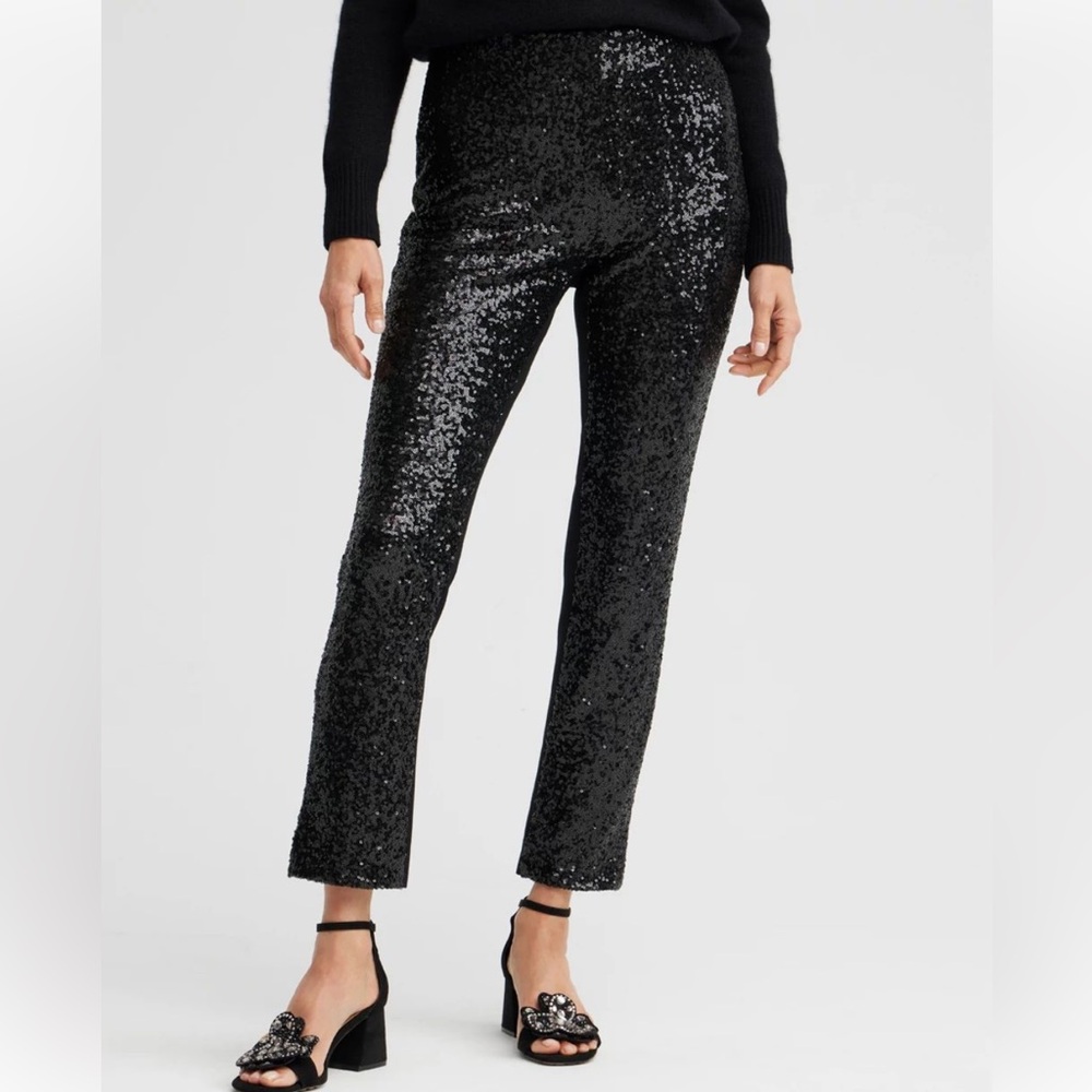 Chico's Black Ankle Cropped Pants with Sparkle front